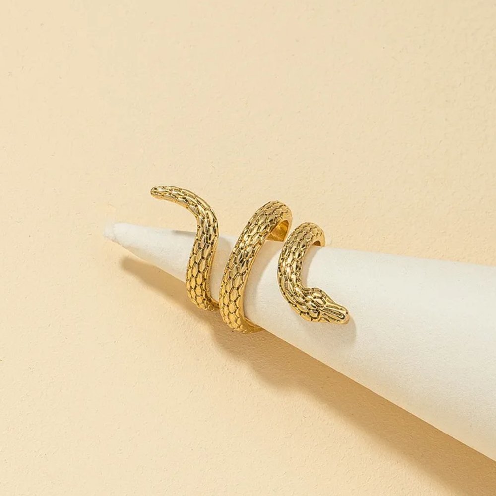 Coiled Snake Serpent Gold Adjustable Ring NEW